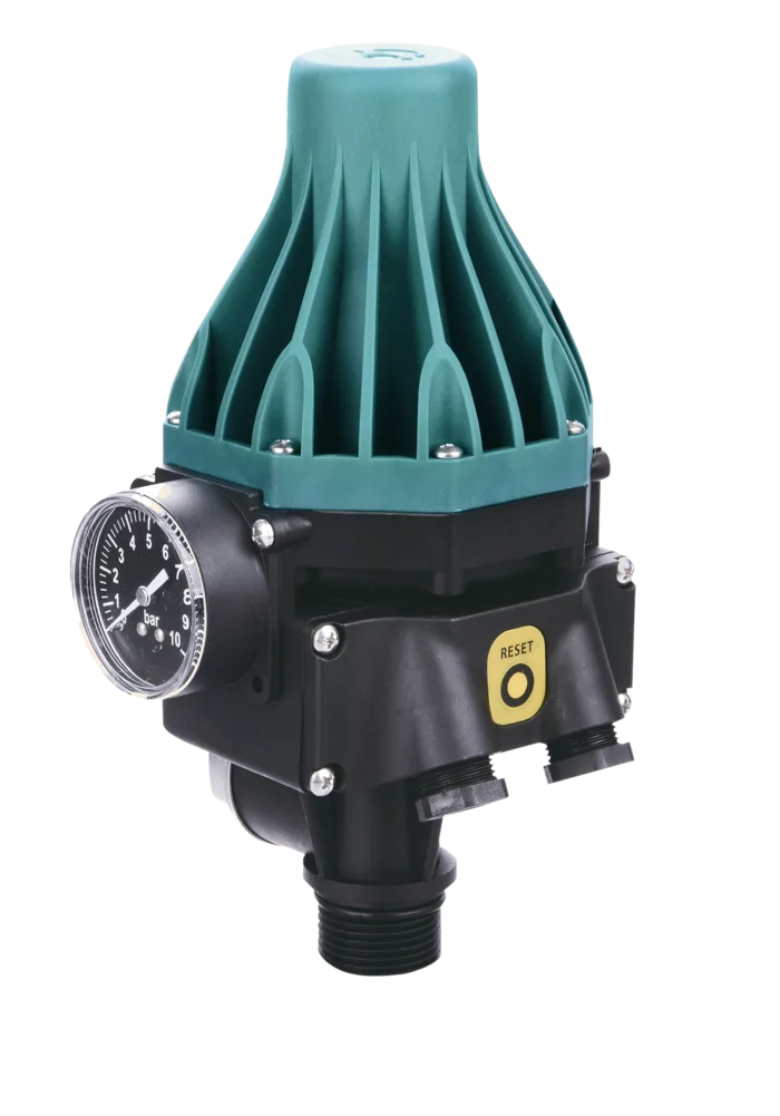 Waterproof Adjustable Water Pump Pressure Controller Automatic Electronic Pressure Switch with Gauge - Green